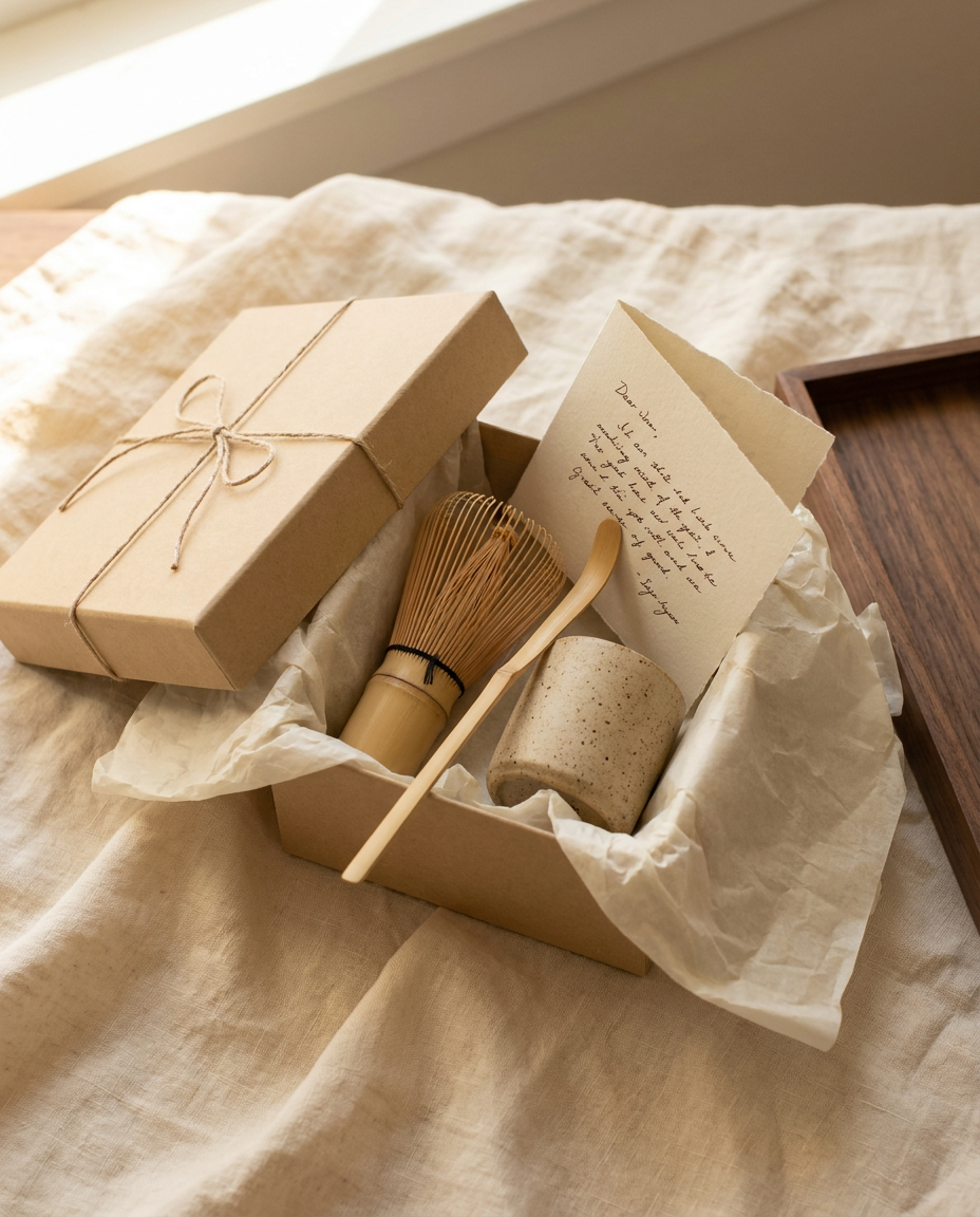 Daily Ritual Kit — gift-ready kraft packaging with handwritten card
