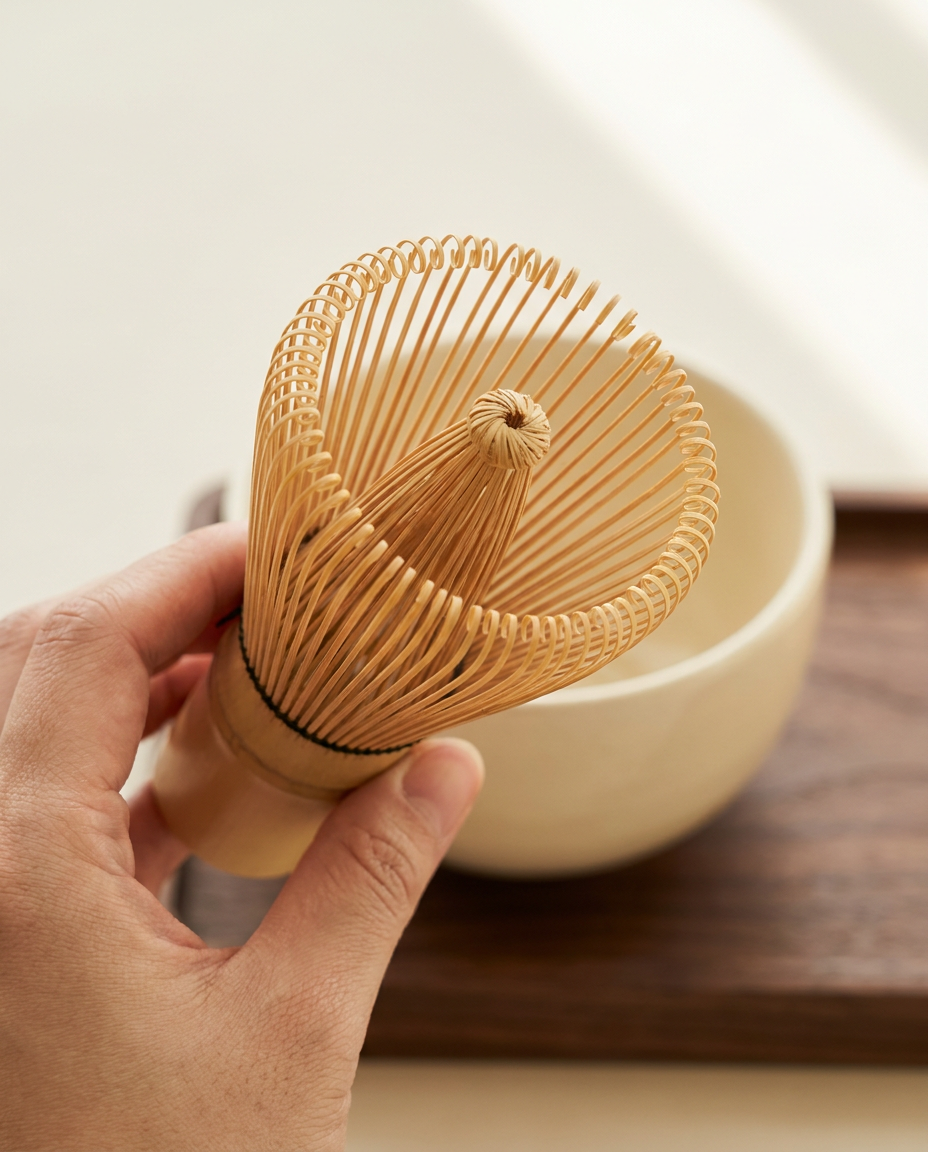Pro 100-Tine Bamboo Whisk — detail of fanned hand-split tines